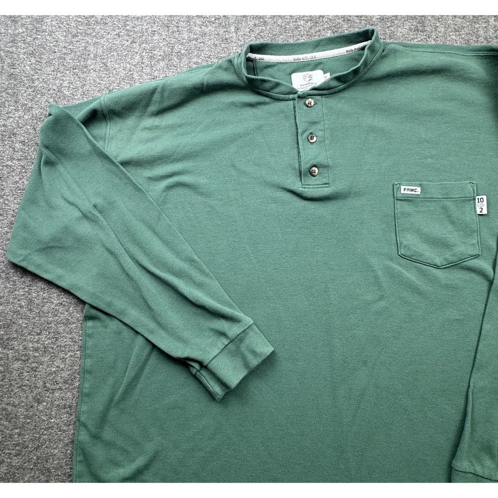 Tyndale FRMC Henley Shirt CAT2 CAL 10 Green Long Sleeve Mens 3XL Made USA Work
